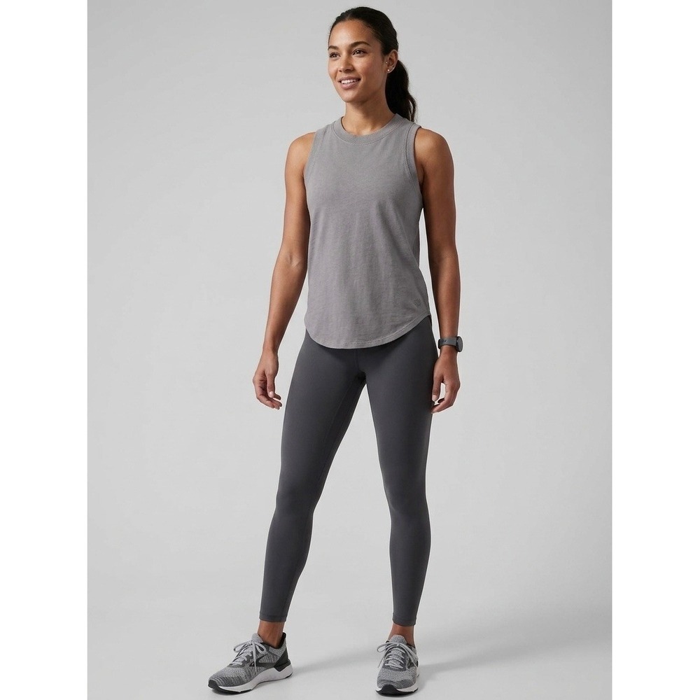 Athleta Essence Tie Back Tank Grey Heather Sleeveless Yoga Gym Top Medium
